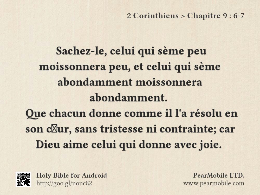 2 Corinthiens, Chapitre 9:6-7